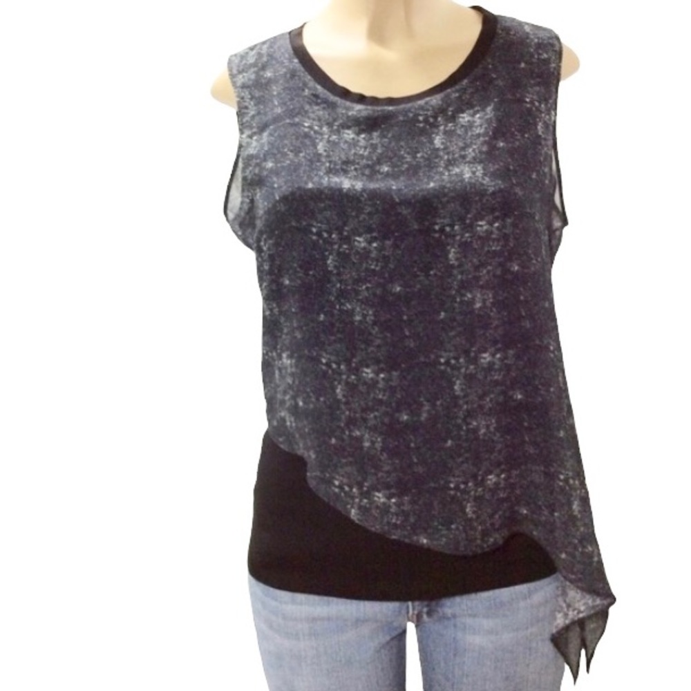 Tahari layered asymmetrical top